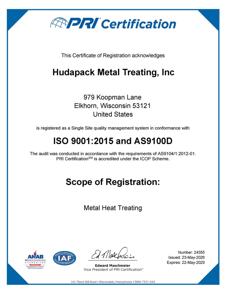 Hudapack ISO AS9100 Rev. D 2026-2029 Hudapack ISO AS9100 Rev. D 2026-2029
